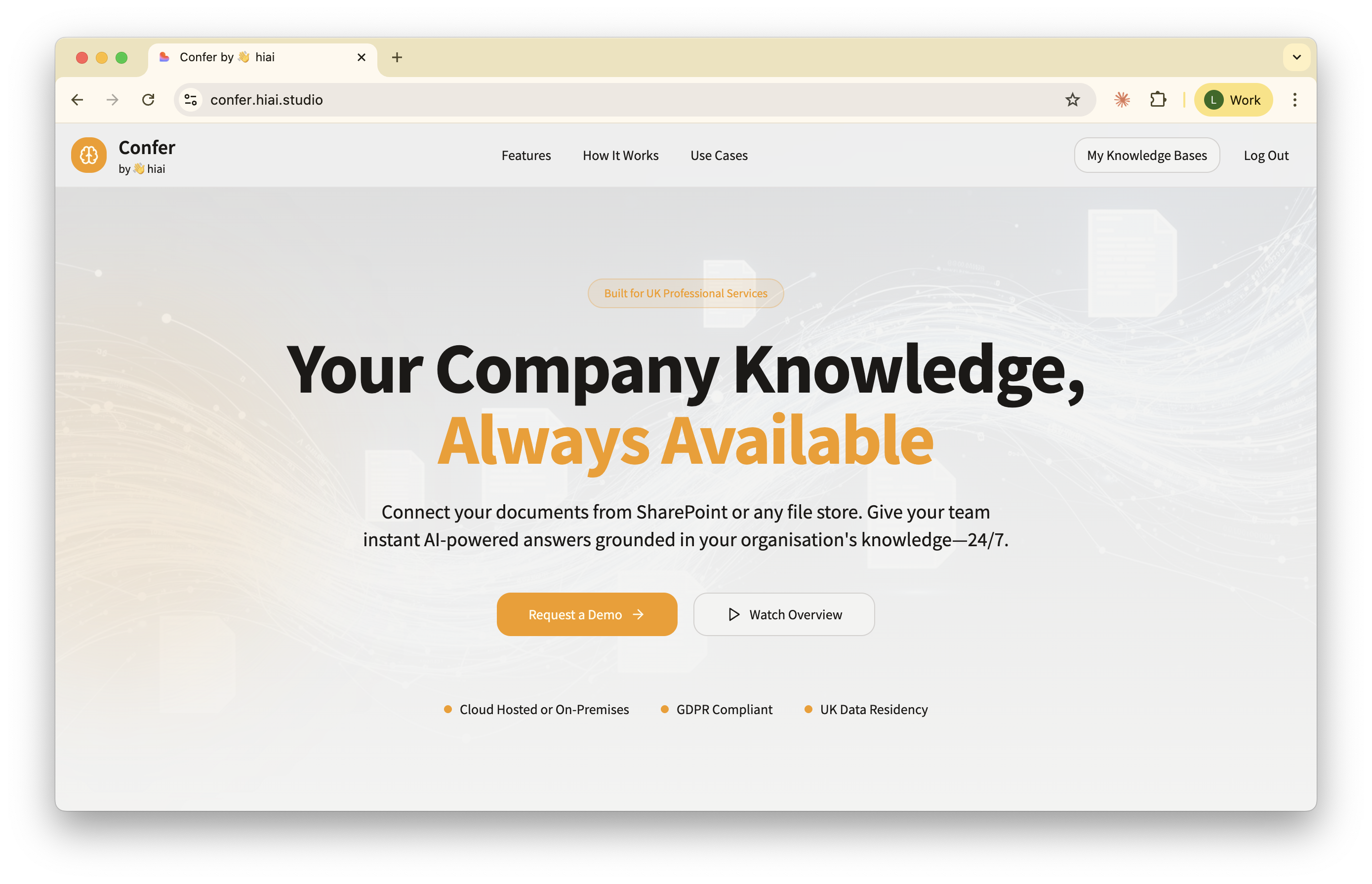Confer AI Knowledge Platform Screenshot